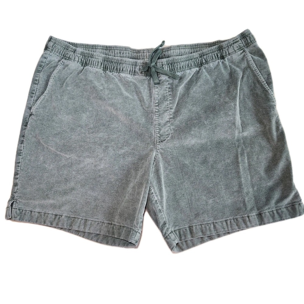 ROWM Drawstring Shorts Mens XL Gray Green Corduroy Elastic Waist Summer Beach